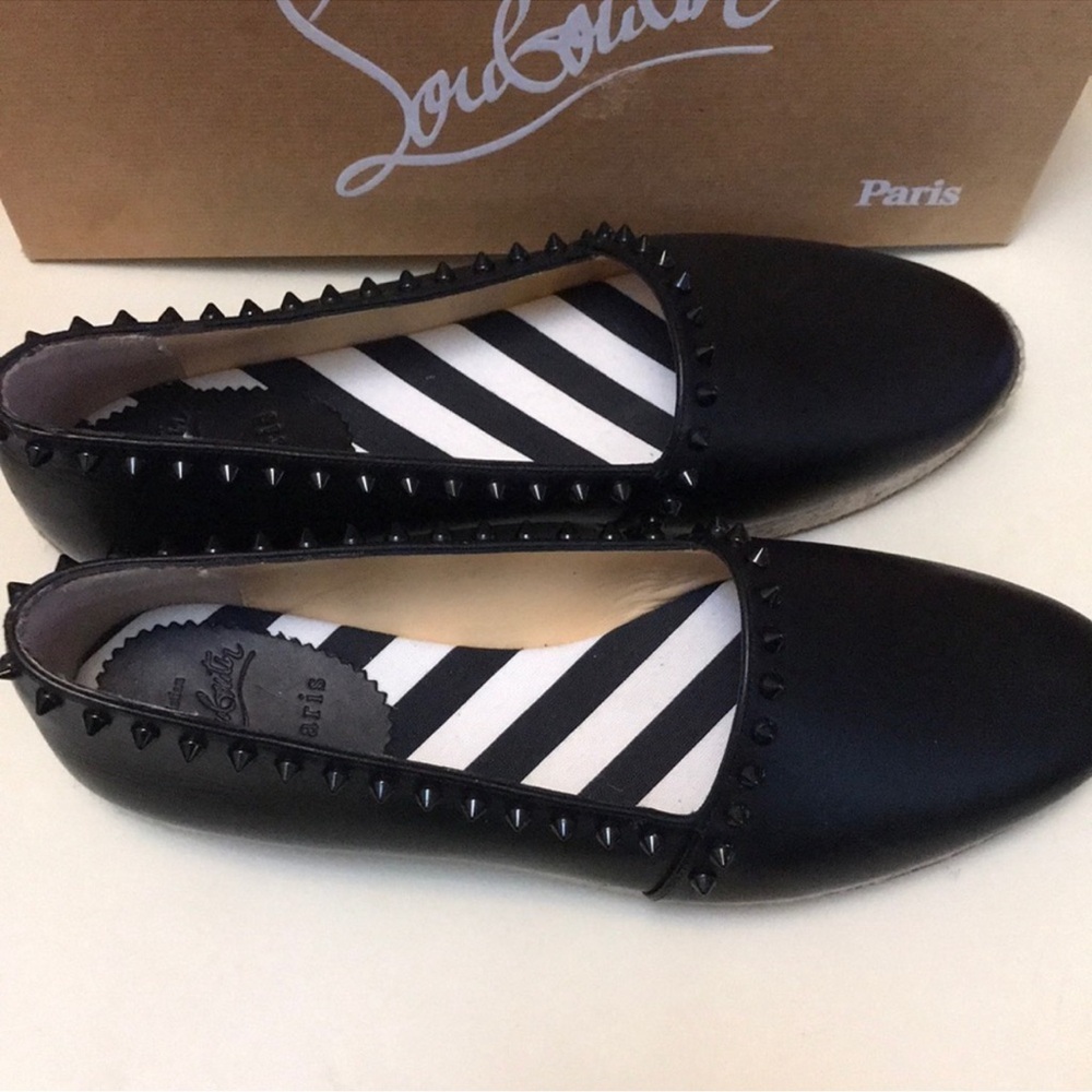 Christian Louboutin Black Spiked Flats